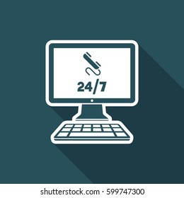 Contact us - full time service - Vector flat icon