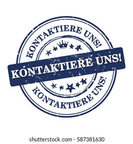 Contact us (German language: Kontaktiere uns) - label  / sticker  / sign / icon, also for print