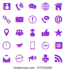 Contáctenos iconos de gradiente en fondo blanco, vector de stock