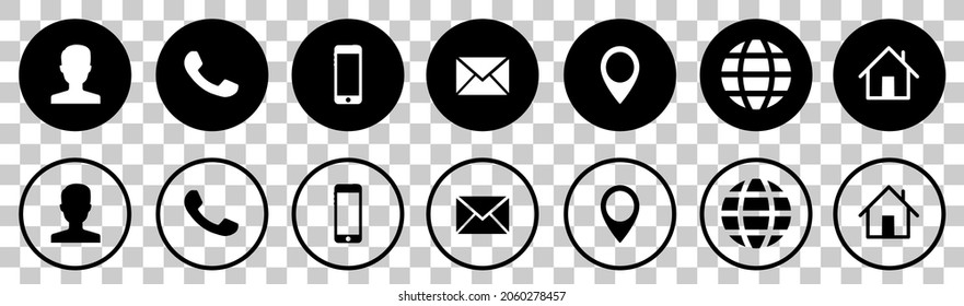 Contact Us Graphic Icon Vector Isolated On Transparent Background, Communication Computer And Mobile Phone Icons Set, Sign Smart Telephone Technology, Communication Contact Icons Vector Set