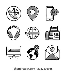 contact us hand drawn icon vector