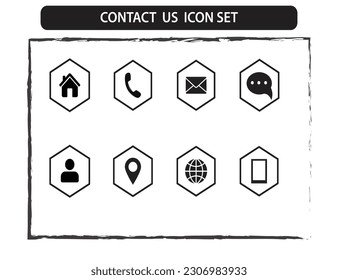 Kontaktieren Sie uns das Hexagon-Symbol. Symbolvektorpack.