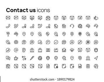 Contact us. High quality concepts of linear minimalistic flat vector icon set for web sites, interface of mobile applications and design of printed products.