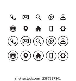 Contact us icon. business card and other icon symbol. communication icon set vector illustration Symbol Vector Design Template.