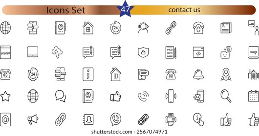 Contact us icon collection set. Containing phone, email, chat, location, smartphone, conversation