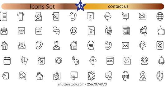 Contact us icon collection set. Containing phone, email, chat, location, smartphone, conversation
