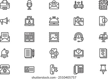 Contact us icon collection is a vector illustration with editable stroke.