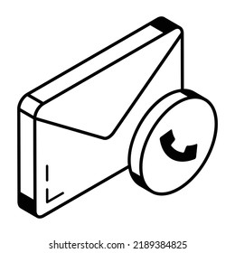 Contact us icon designed in isometric outline style 