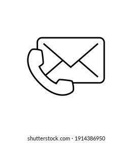 contact us icon in flat black line style, isolated on white background 