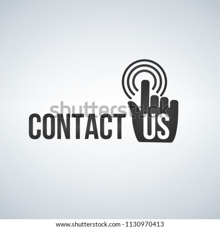 Contact Us Icon with Hand Mouse Cursor and waves. vector illustration isolated on white background.
