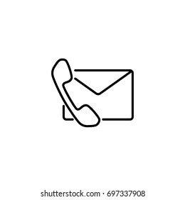 contact us icon, mail and phone on white background