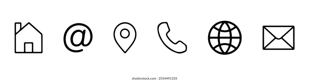 contact us icon outline isolated on a white background, contact us icon line art, communication icon