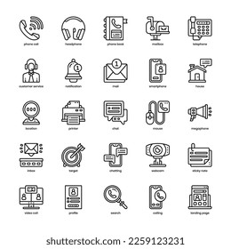 Contact Us icon pack for your website design, logo, app, and user interface. Contact Us icon outline design. Vector graphics illustration and editable stroke.