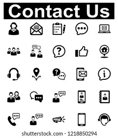 Contact Us Icon Set - 1 (Black Series)