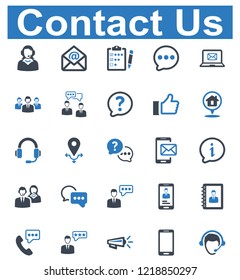 Contact Us Icon Set - 1 (Blue Series)