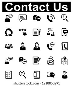 Contact Us Icon Set - 2 (Black Series)