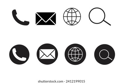 Contáctenos con el conjunto de iconos. icono de comunicación de colección. ilustración vectorial
