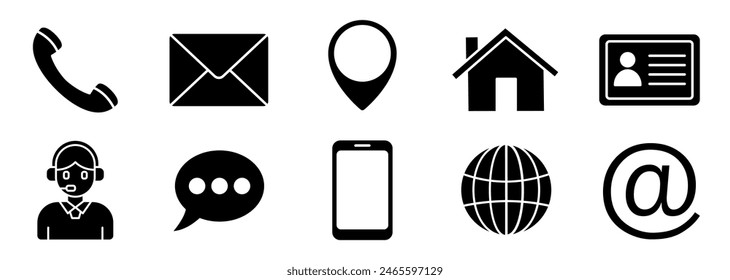 Contact us icon set. Collection of website icon. Business card contact information icon. web icon vector - stock vector.