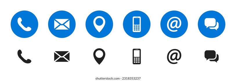 Contact us icon set. Communication signs. Vector