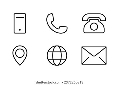 Contact us icon set. Communication Social Media network icon call us email mobile signs. Customer service. Contact support line icons set, editable stroke isolated on white, linear vector outline
