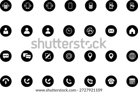 Contact us icon set. Communication contact for Business card, user, phone, mail, website, location, address, telephone, symbol sign for apps and website, vector illustration.