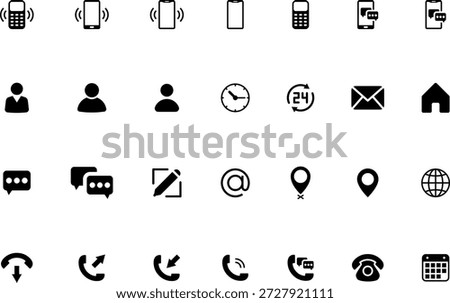Contact us icon set. Communication contact for Business card, user, phone, mail, website, location, address, telephone, symbol sign for apps and website, vector illustration.