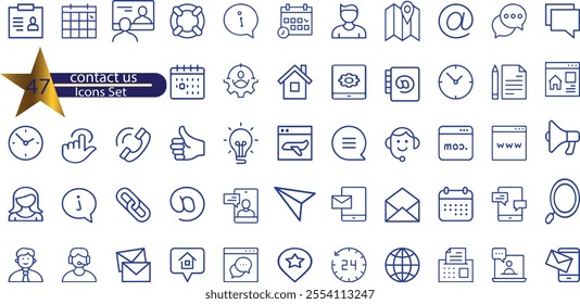 Contact us icon set with editable stroke
