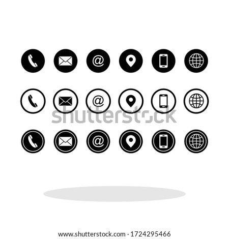 Contact us icon set in flat style. Communication symbol for your web site design, logo, app, UI Vector EPS 10.	