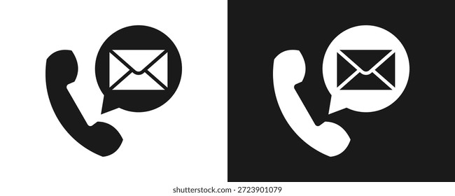 Contact Us Icon Set Glyph In White And Black Background