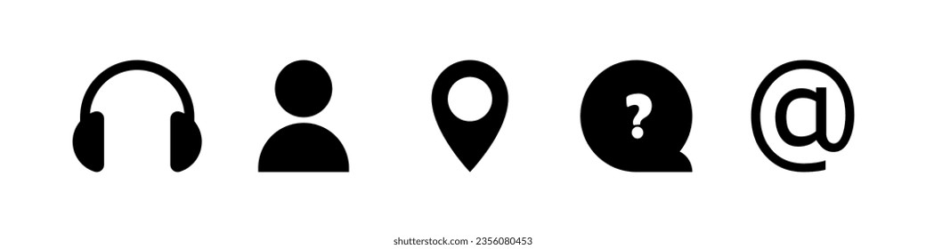 Contact us icon set. Headphone icon, pin map, profile, email vector icon.