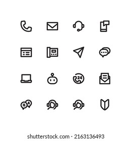 Conjunto de iconos de Contacto con nosotros, iconos para el diseño de la interfaz de usuario