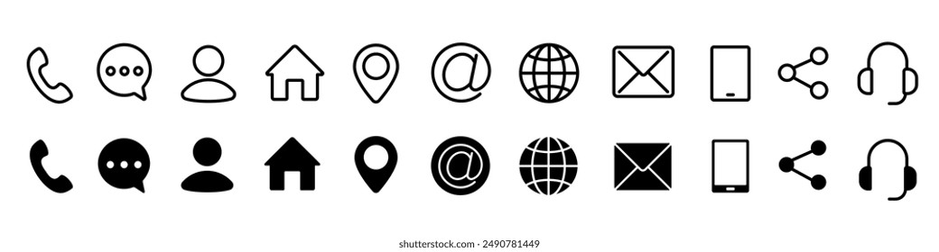 Contact us icon set. Contact us icons