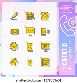 Contact us icon set with lineal style for service symbol. Communication icon bundle can use for website, app, UI, infographic, print template and presentation.