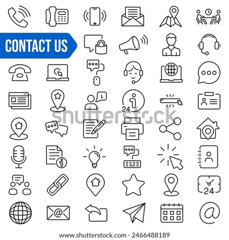 Contact us icon set. Linear style. Vector illustration.