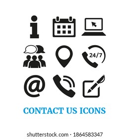 Contact us icon set on white background.