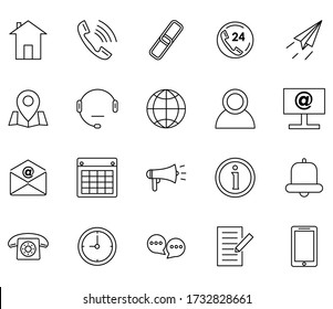 contact us icon set with outline style vector for your web design, logo, UI. illustration.Set includes icons as contact, phone, line, web, location, telephone,home, call