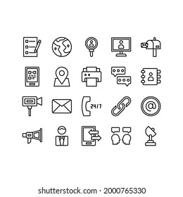 Contact Us icon set with outline style simple