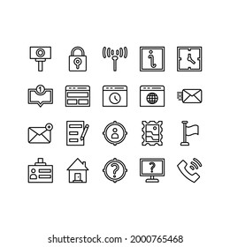 Contáctanos conjunto de iconos con un estilo de contorno simple