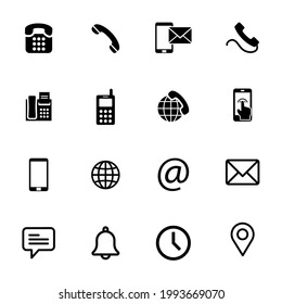 Contact us icon set , Phone symbol, Communication and website icon vector isolated on white background