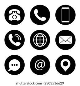 contact us icon set phone call email chat talk location letter web