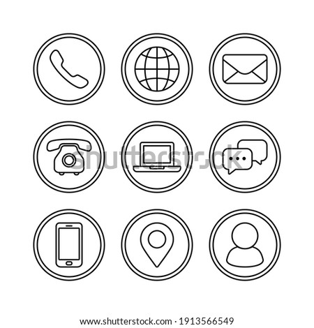 Contact us icon set , Phone symbol, Communication and website line icon vector illustration.
