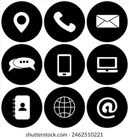 Contact us icon set. Simple solid style symbol. business communication concept EPS 10 vector illustration design