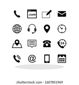 Contact us icon set in trendy flat style. Communication symbol set for your web site design, logo, app, UI Vector EPS 10. 