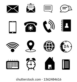 Contact us icon set. Vector illustration. Flat design style on white background.