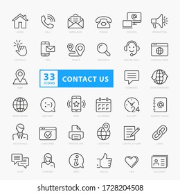 Contact us icon set, vector eps10