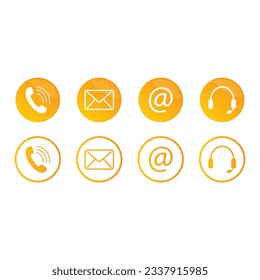 Contáctenos Diseño de vectores de conjuntos de iconos.
