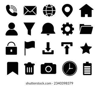 Icono De Contacto Icono Set Ilustración Vector, Iconos Rellenados Configurados Para Aplicaciones Móviles Y Sitio Web, Diseño De Icono De UX De UI, Vector De Juego De Iconos De Aplicación