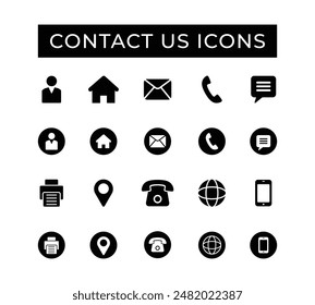 Contact us Icon set vector Illustration. Communication sign