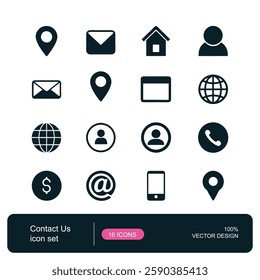 Contact Us icon set. Vector