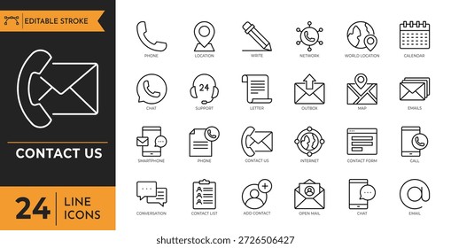 Contact Us icon set. Vector illustration	
